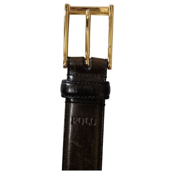 Polo Ralph Lauren Belt 36 Mens Black Leather - Picture 3 of 9